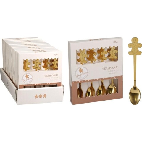 SET 4 CUCCHIAINI FORCHETTINE ORO CON OMINO H.12